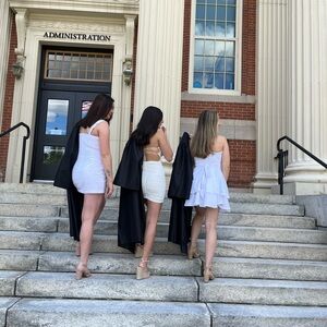 Elegant White Dresses with Black Gowns